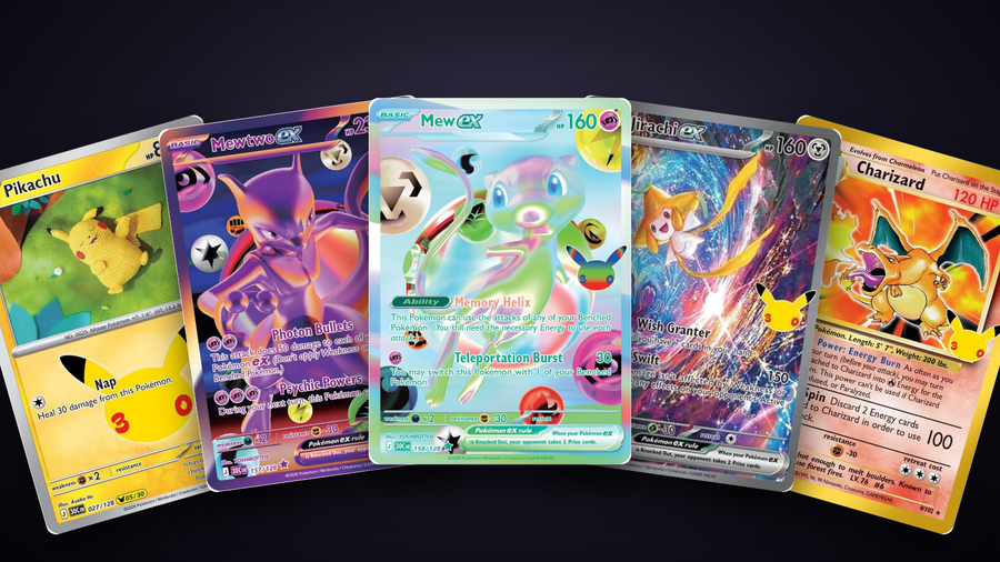 Pokémon TCG 30th Celebration cards: Pikachu, Mewtwo ex, Mew ex, Jirachi ex and Classic Collection Charizard